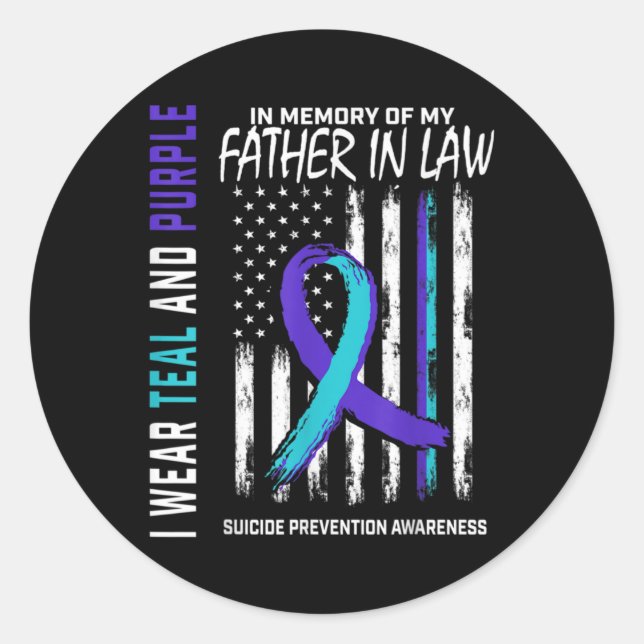 Father In Law Suicide Awareness Prevention America Runder Aufkleber (Vorderseite)