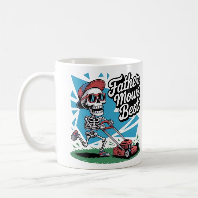 Father Mows Best Skeleton Vater Tasse (Links)