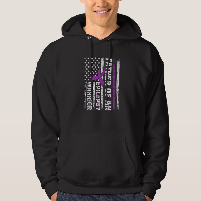 Father of a Warrior Epilepsy Purple Ribbon Support Hoodie (Vorderseite)