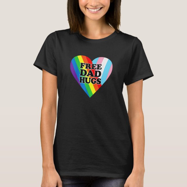 Father s Day 2023 Free Dad Hugs Transgender Rainbo T-Shirt (Vorderseite)