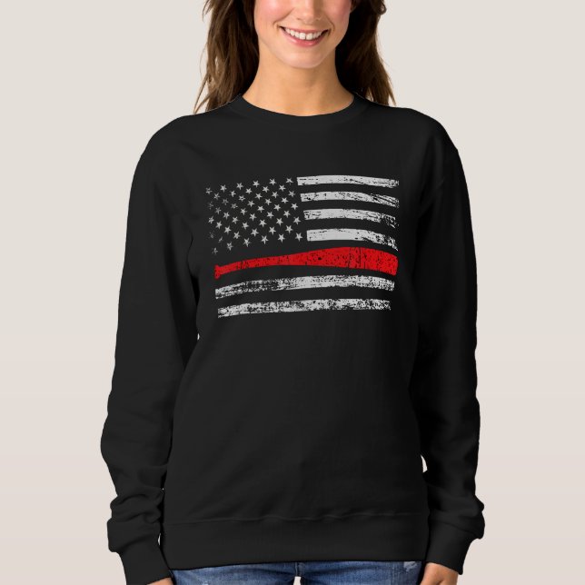 Father s Day Baseball Distressed American Flag 4th Sweatshirt (Vorderseite)