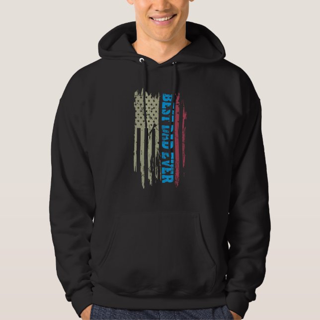 Father s day Best dad ever with US american flag 1 Hoodie (Vorderseite)