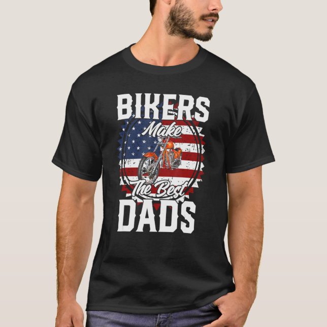 Father s Day Biker Red Flamed Motorcyccle T-Shirt (Vorderseite)