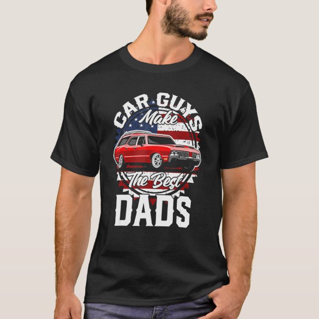 Father s Day Classic American Custom Car Station W T-Shirt (Vorderseite)