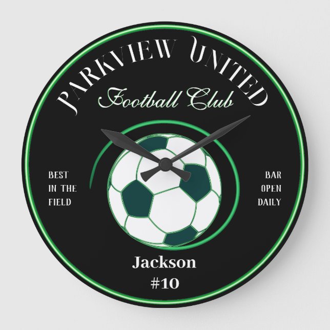 Father’s Day Soccer Football Club Bar Wall Clock Große Wanduhr (Vorderseite)