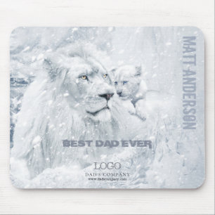 Father & Son / Best Dad, White Lion & Cub on Ice - Mousepad