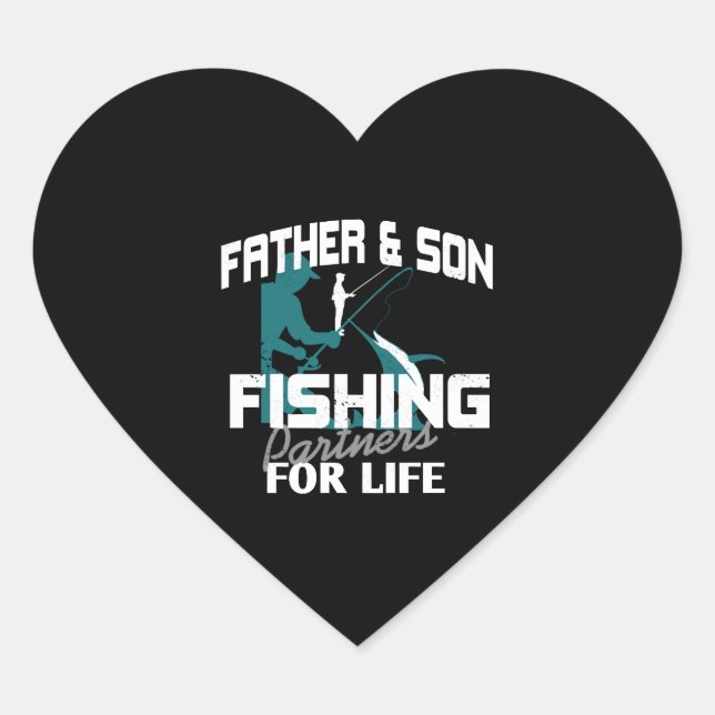 Father Son Fishing Herz-Aufkleber (Vorderseite)