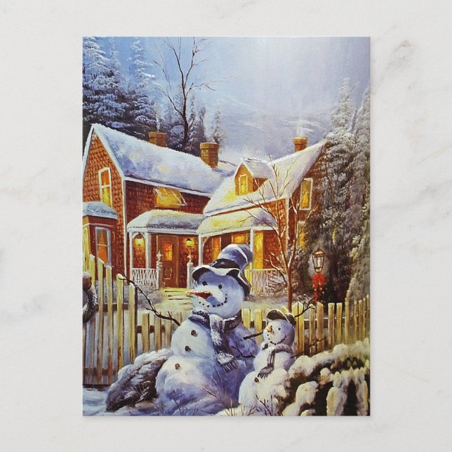 Father & Son Snowman Postkarte (Vorderseite)