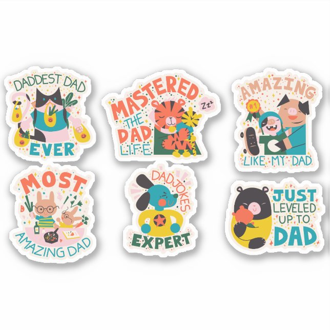 FATHER'S DAY ANIMALS CHARACTERS SET  AUFKLEBER (Vorderseite)