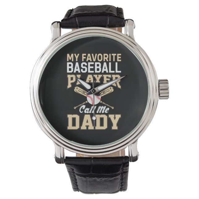 Father's Day Baseball Player Call Me Dad Armbanduhr (Vorderseite)