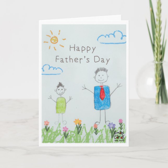 Father's Day - Boy's Drawing Karte (Vorderseite)
