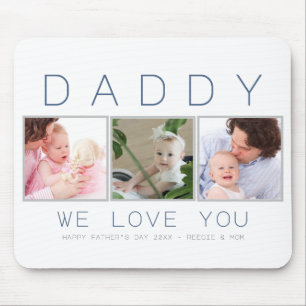 Father's Day Daddy Custom 3 Photo Mousepad