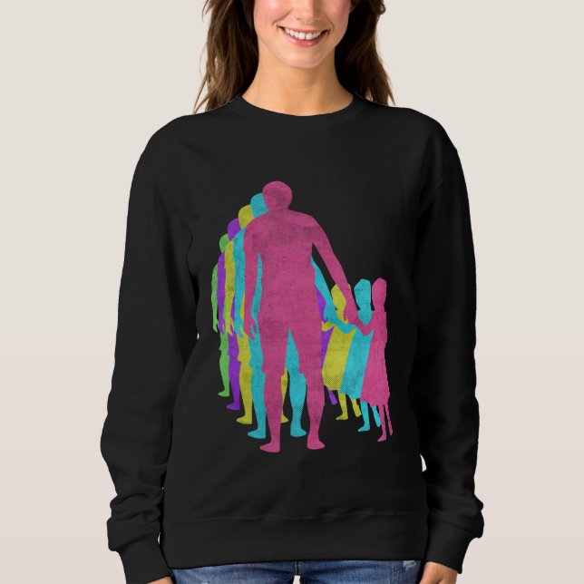 Fathers Day Daughter Holding Hand Love 80s Colors  Sweatshirt (Vorderseite)