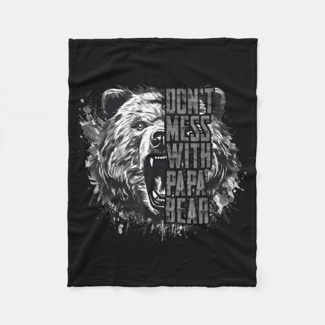 Father's Day Don't Mess With Papa Bear  Fleecedecke (Vorderseite)