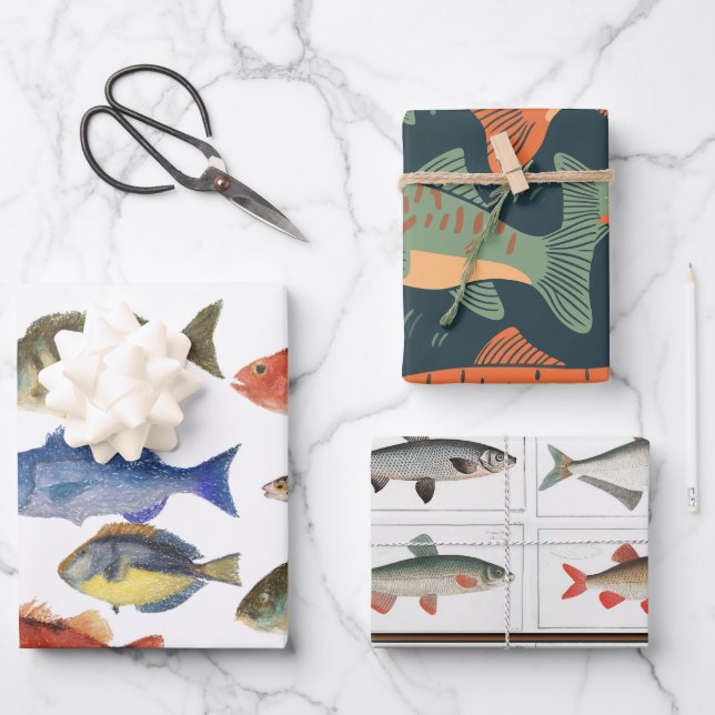 Father's Day Fish Geschenkpapier Set (Vorderseite)