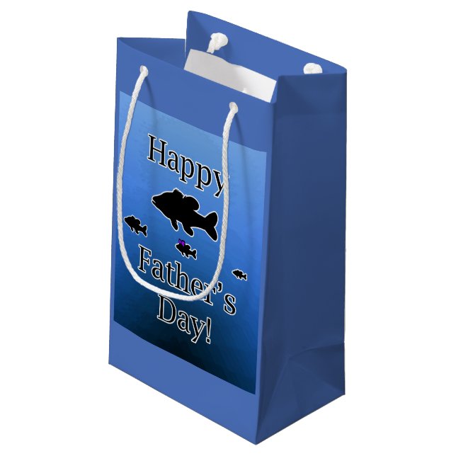 Father's Day Fish Kleine Geschenktüte (Rückseite Schrägansicht)