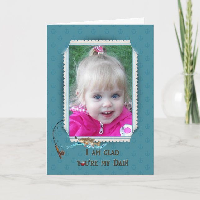 Father's Day Fishing Frame Karte (Vorderseite)