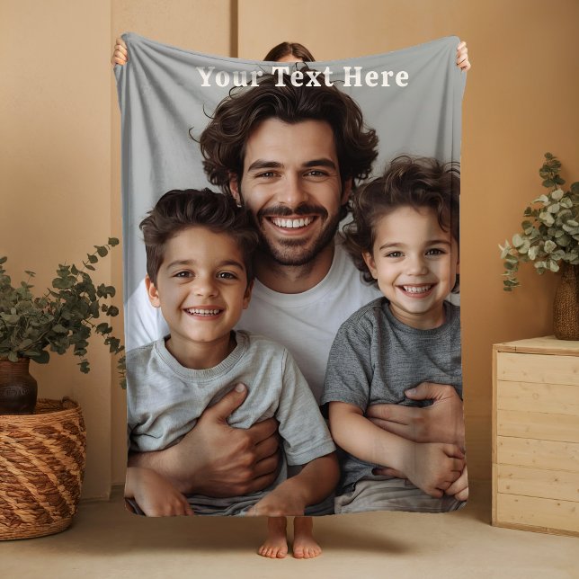 Fathers Day Fleece Blanket Custom Photo Text Gifts (Von Creator hochgeladen)