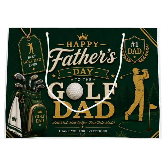 Father's Day for Golf Dad Große Geschenktüte (Vorderseite)