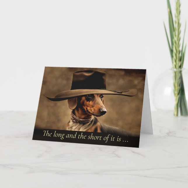 Fathers Day From Dog Cute Dachshund Hat Karte (Vorderseite)