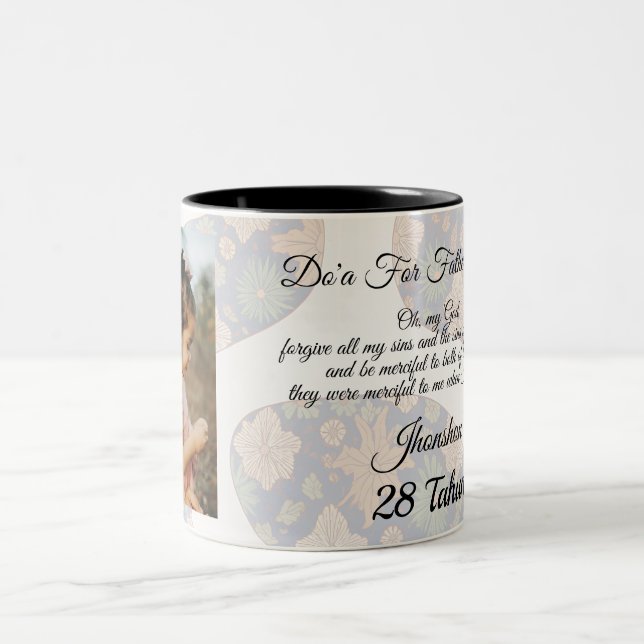 Father's Day Full Photo Personalized Zweifarbige Tasse (Mittel)