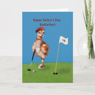 Father's Day, Godfather, Humorous Bird Playing Gol Karte