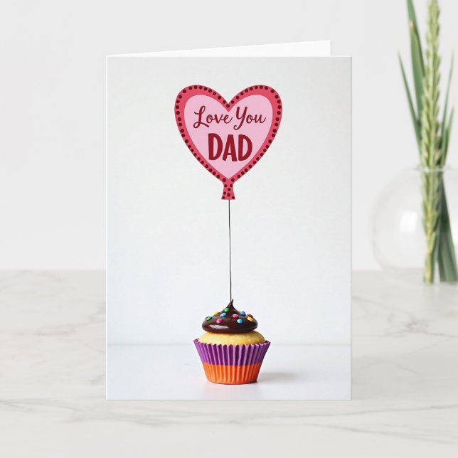 Fathers Day Love Dad Cupcake Card Karte (Vorderseite)