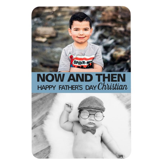 Father's day Now and then - Sein Fotograf Magnet (Vertikal)