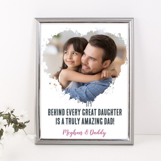 Father's Day Photo Gift from Daughter Heart Poster (Von Creator hochgeladen)