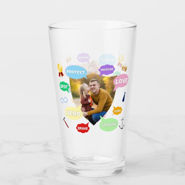 Fathers Day Photo Word Clouds Best Dad Father Glas (Vorderseite)