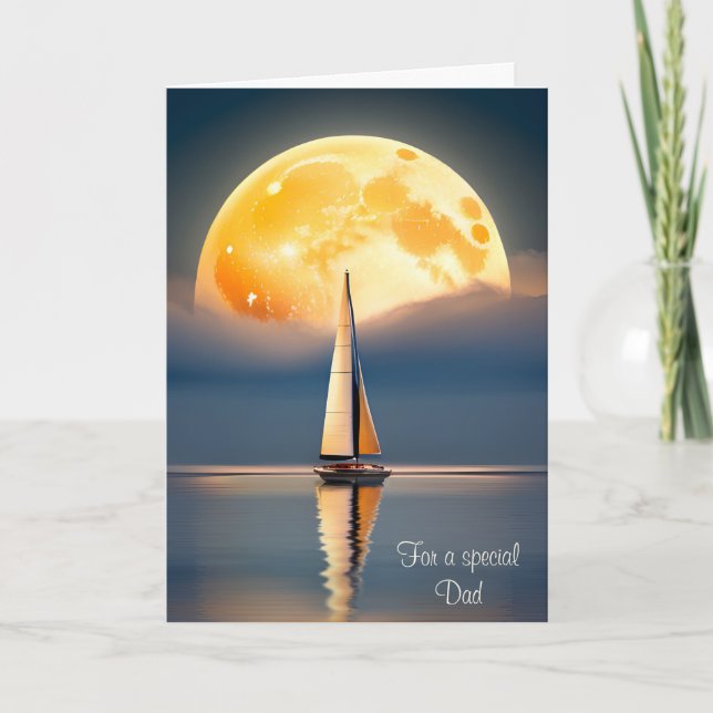 Father's Day Sailboat In Moonlight Karte (Vorderseite)