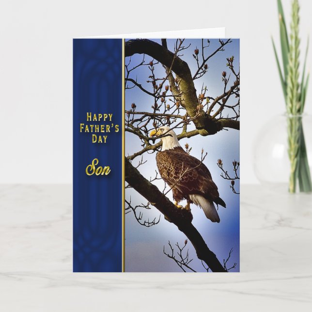 Father's Day Son - Bald Eagle Karte (Vorderseite)
