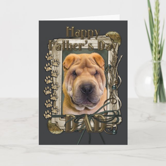 Fathers Day - Stone Paws - Shar Pei Karte (Vorderseite)