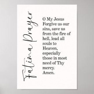 Fatima-Gebet-Typografie-Wandkunst-Druck Poster