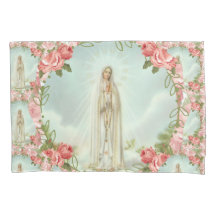 Fatima Jungfrau Mary Religious Pink Roses