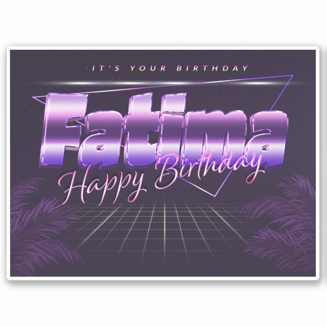 Fatima Name Vorname lila retro Sticker Geburtstag (Vorderseite)