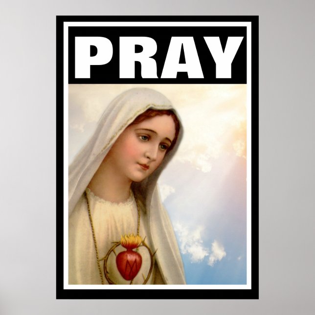 FATIMA PRAY JUNGFRAU MARY ROSARY CATHOLIC POSTER (Vorne)