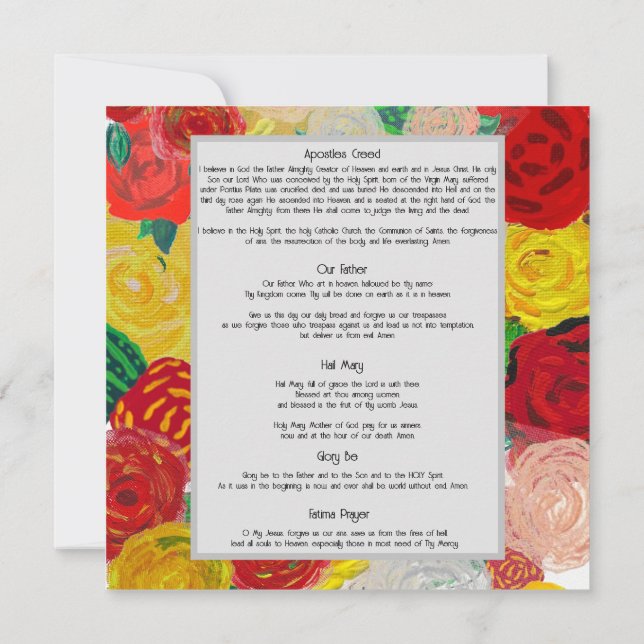 Fatima Prayer Card Einladung (Rückseite)