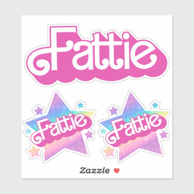 Fattie Plus Größe Regenbogen Retro 90er Nostalgie  Aufkleber (Blatt)