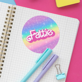 Fattie Plus Größe Regenbogen Retro 90er Nostalgie Runder Aufkleber