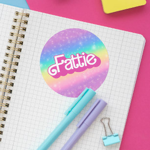 Fattie Plus Größe Regenbogen Retro 90er Nostalgie  Runder Aufkleber