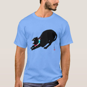 Fauchende zischende schwarze japanische Katze T-Shirt