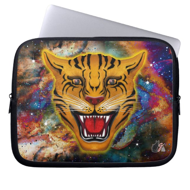 Fauchender Tiger-Nebel Laptopschutzhülle (Vorderseite)