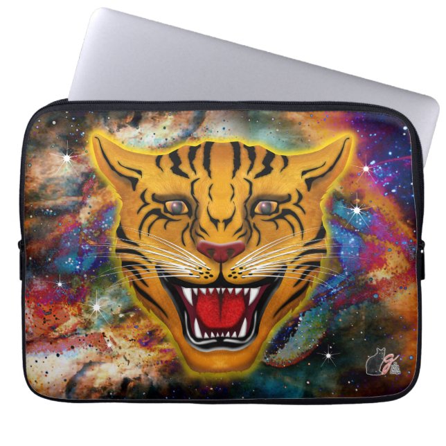 Fauchender Tigernebel Laptopschutzhülle (Vorderseite)