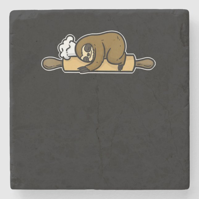 Faulbäcker | lustiger niedlicher Koch | Kochgesche Steinuntersetzer (Vorderseite)