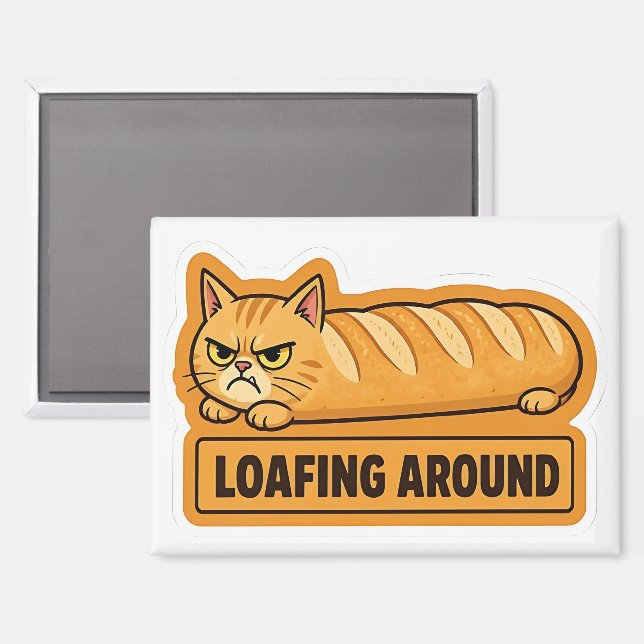 Faulenzen Lustige Katzenbrot  Magnet (Vorderseite/Rückseite)