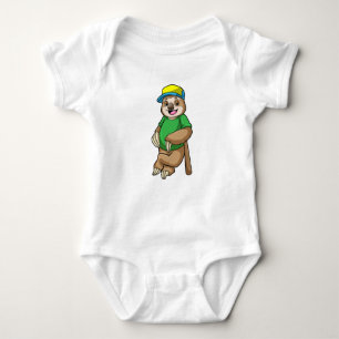 Faulenzer bei Baseball mit Baseballschläger Baby Strampler