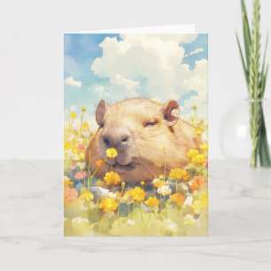 Faulenzer-Capybara-Tage unter den Wildblumen Karte