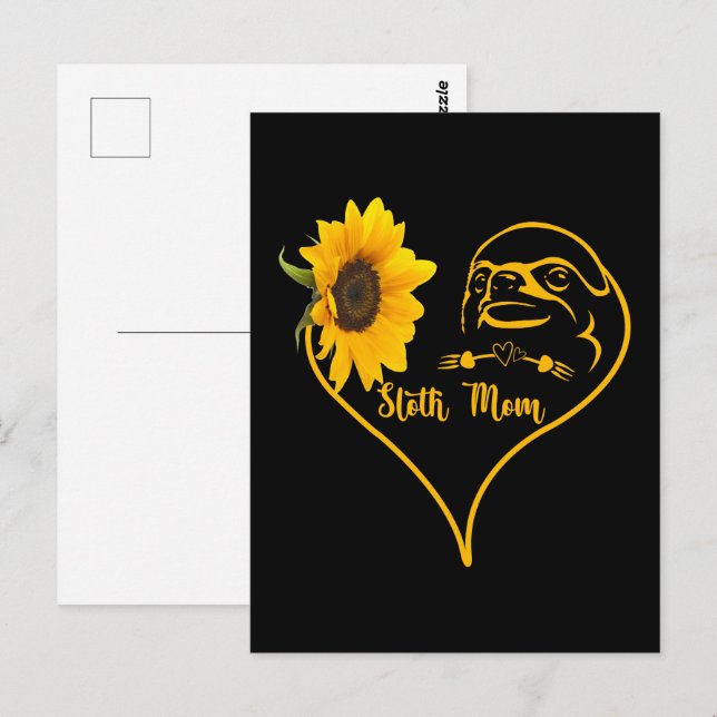 Faulenzer Mama mit Sonnenblumen Postkarte (Vorne/Hinten)