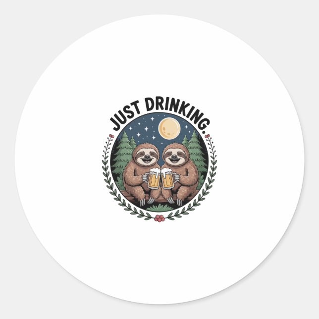 Faulenzerwanderung mit Drinkteam Runder Aufkleber (Vorderseite)